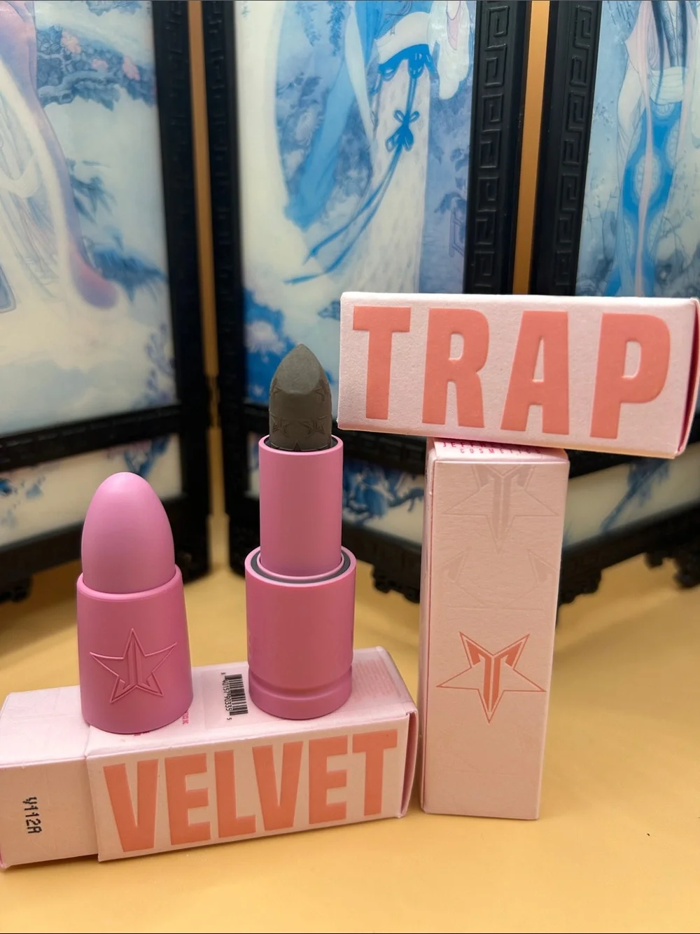 Jeffree Star Trap Velvet Matte Lipstick — Pink Packaging with Gray Bullet